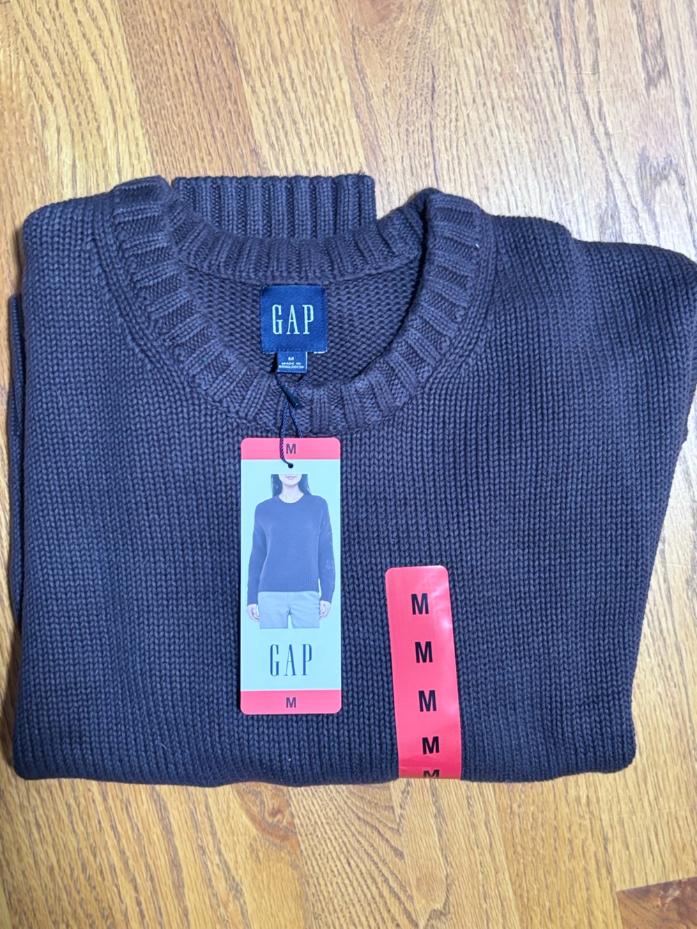 NWT GAP 100% Cotton Sweater MED Espresso Brown Fall Thanksgiving Coastal Prep - Picture 5 of 5